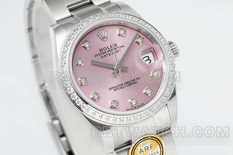 ARF factory Rolex log top one to one high imitation powder disc diamond ring 31mm three compartment link 278289 front real picture