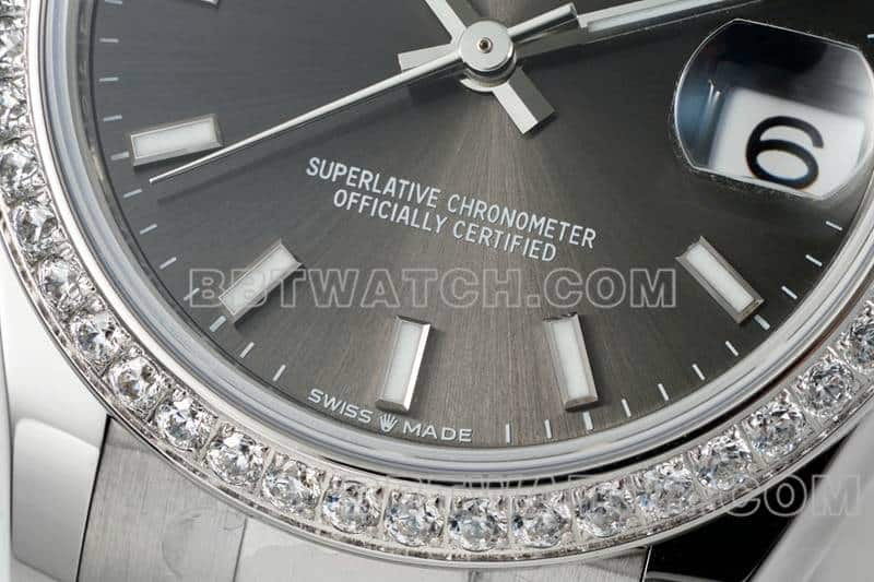 ARF厂劳力士日志一比一超A高仿黑盘钻圈31mm三格链节278289正面实拍图