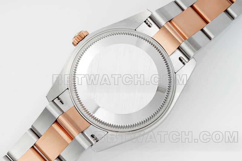 ARF厂劳力士日志顶级一比一高仿贝母盘钻圈31mm间金三格链节278381背面实拍图