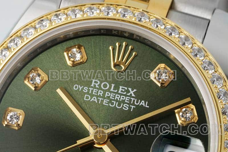 ARF厂劳力士日志顶级复刻绿盘钻圈31mm间金五格链节278383正面实拍图