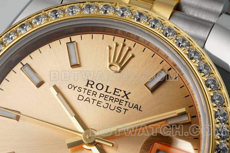 ARF厂劳力士日志一比一顶级复刻金盘钻圈31mm间金五格链节278383正面实拍图