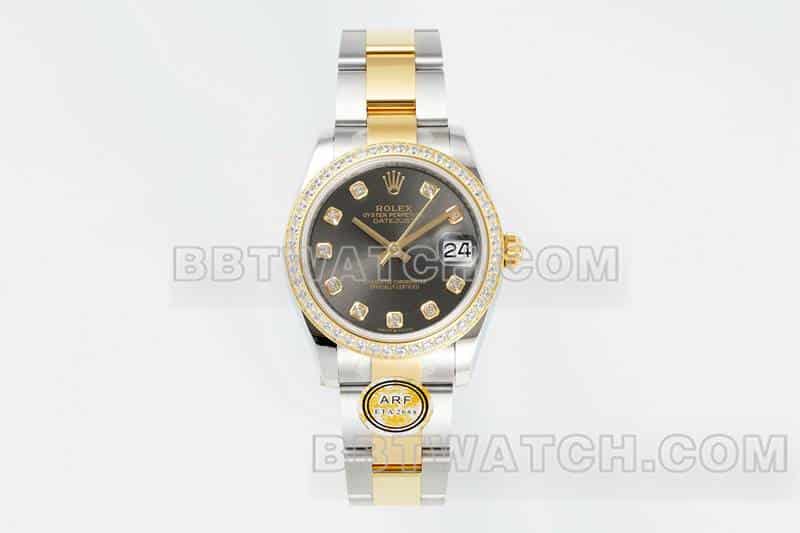 ARF厂劳力士日志顶级复刻深灰盘钻圈31mm间金三格链节278383正面实拍图