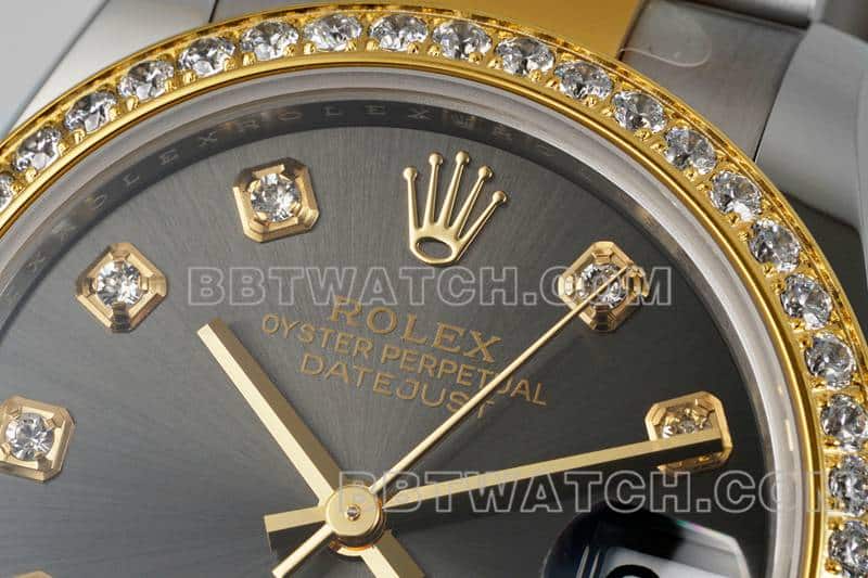 ARF厂劳力士日志顶级复刻深灰盘钻圈31mm间金三格链节278383正面实拍图