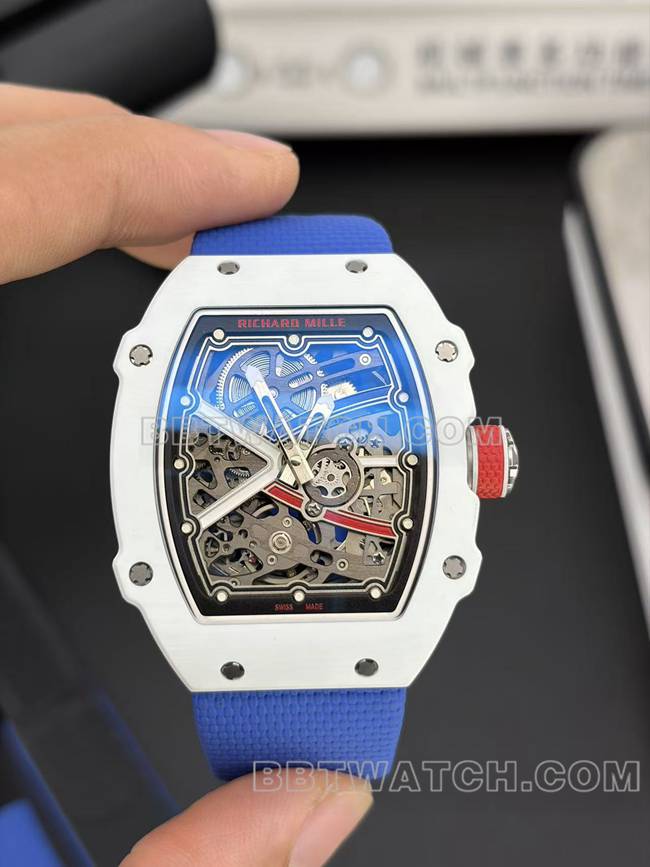 最优复刻手表UMI厂理查德米勒镂空盘白壳机械RM67-02正面实拍图