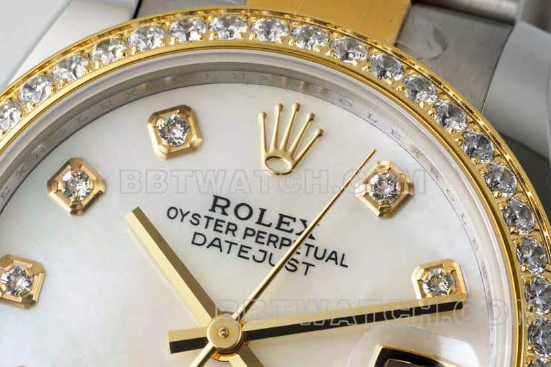 ARF厂劳力士日志一比一超A精仿贝母盘钻圈31mm间金三格链节278383正面实拍图