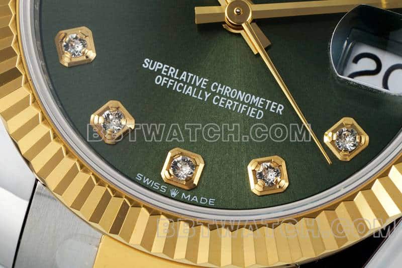 ARF厂劳力士日志一比一顶级复刻绿盘31mm间金三格链节278273正面实拍图