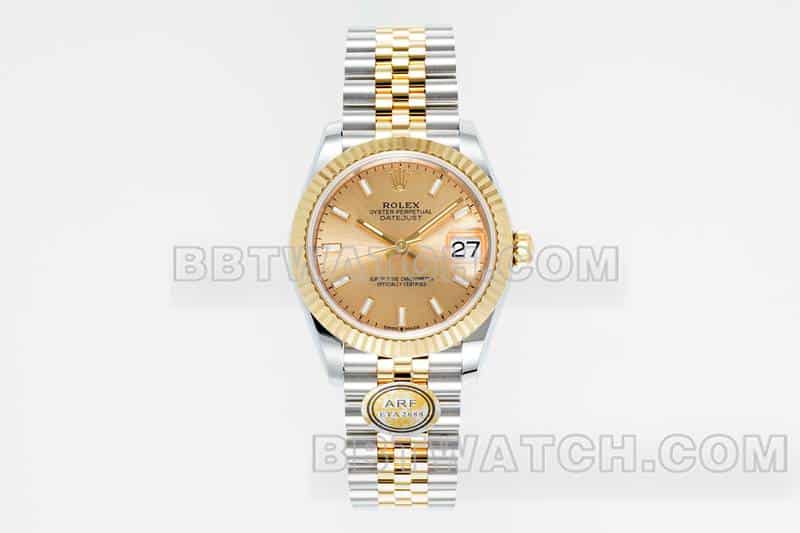 ARF厂劳力士日志顶级复刻金盘31mm间金五格链节278273正面实拍图