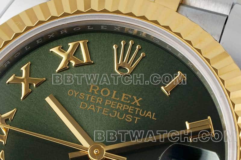 ARF厂劳力士日志一比一超A高仿绿盘31mm间金五格链节278273正面实拍图