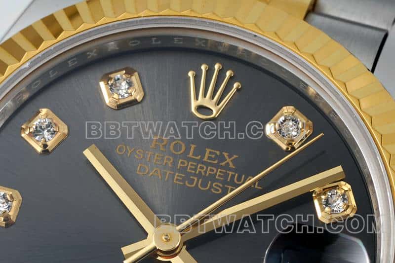 ARF厂劳力士日志超A高仿黑盘31mm间金五格链节278273正面实拍图