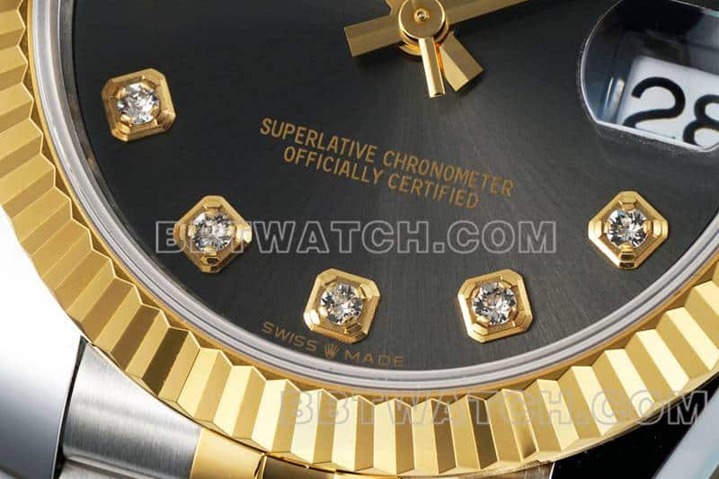 ARF厂劳力士日志超A高仿黑盘31mm间金五格链节278273正面实拍图