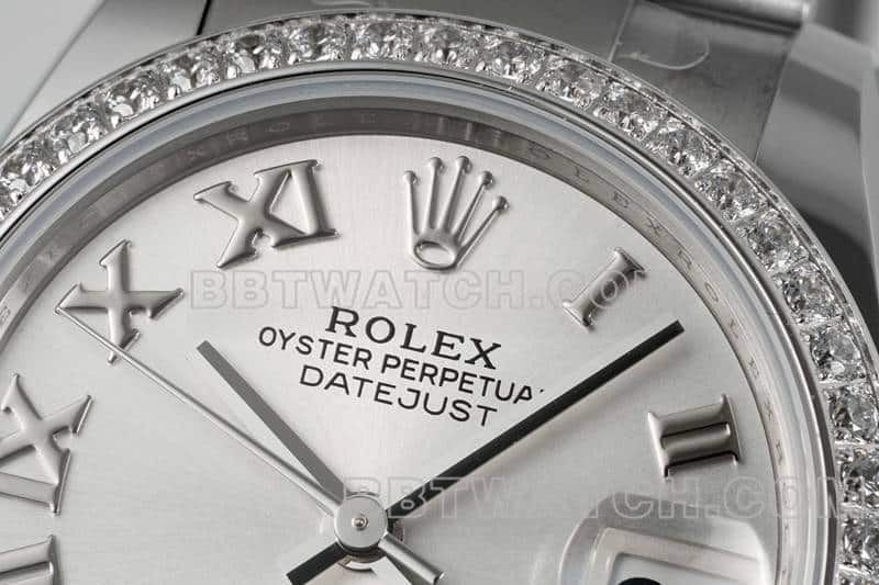 ARF厂劳力士日志顶级一比一精仿银灰盘罗马数字31mm三格链节278384正面实拍图