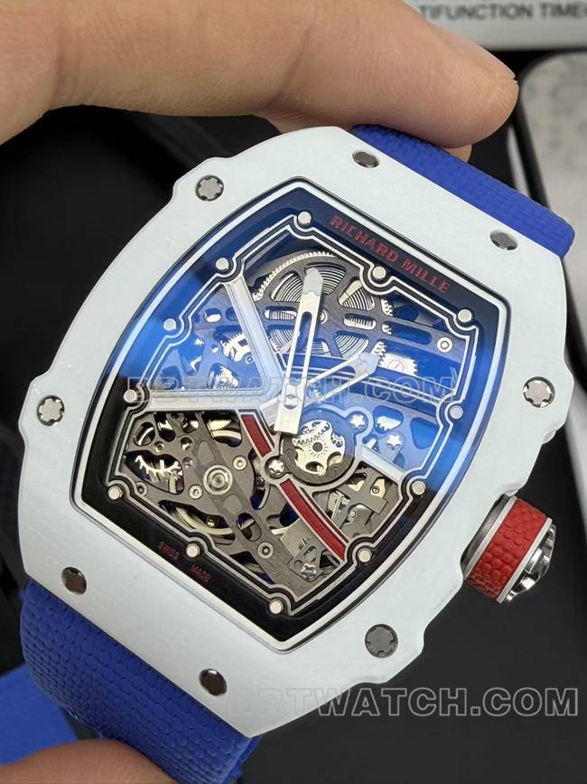 最优复刻手表UMI厂理查德米勒镂空盘白壳机械RM67-02正面实拍图