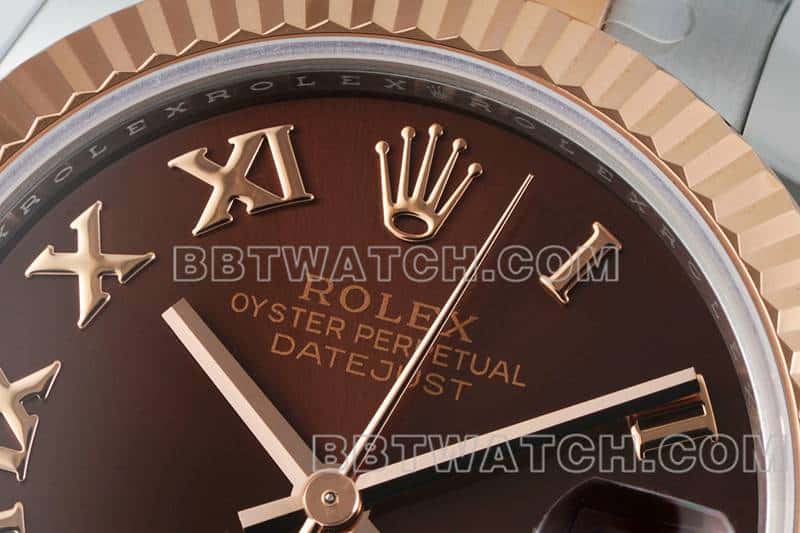 ARF厂劳力士日志顶级复刻棕盘31mm间金三格链节278271正面实拍图
