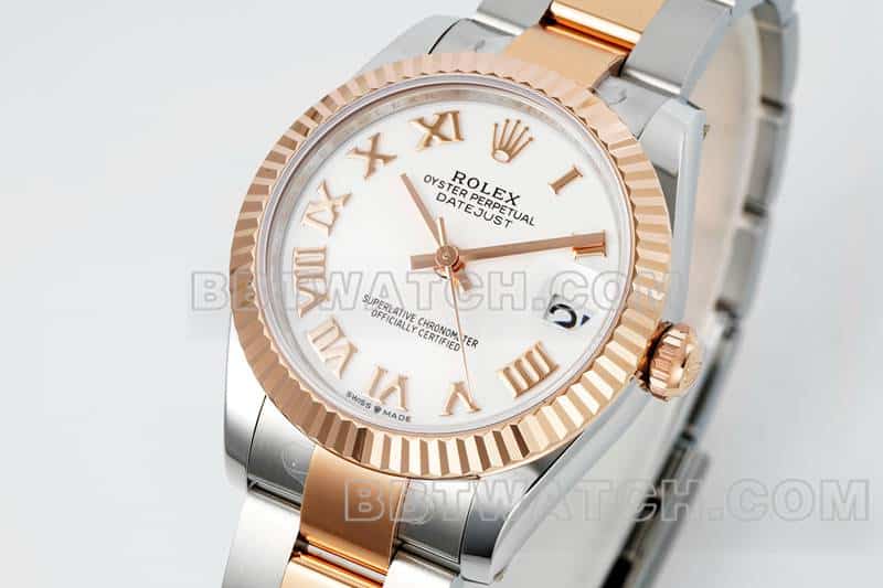 ARF厂劳力士日志超A高仿白盘31mm间金三格链节278271正面实拍图