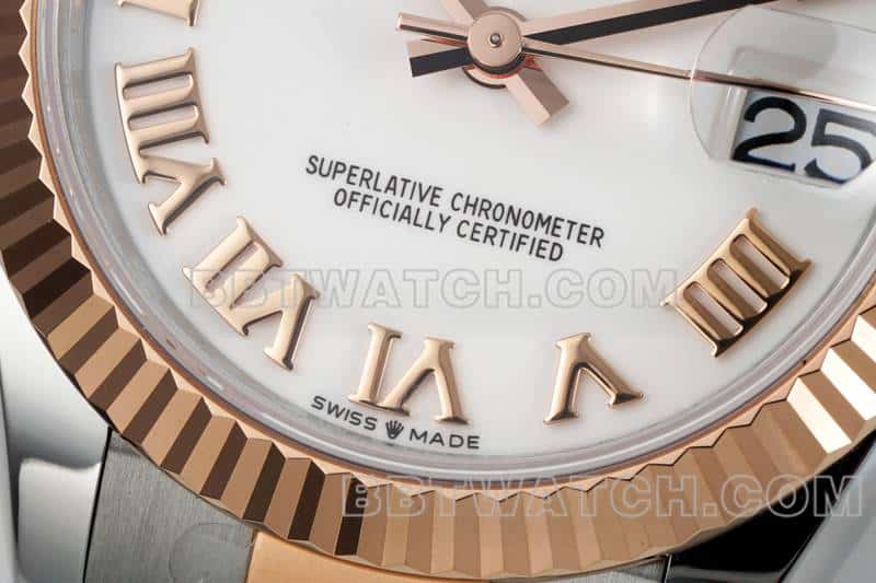 ARF厂劳力士日志超A高仿白盘31mm间金三格链节278271正面实拍图
