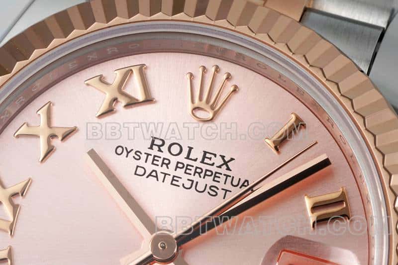 ARF厂劳力士日志一比一顶级复刻玫瑰金盘31mm间金五格链节278271正面实拍图