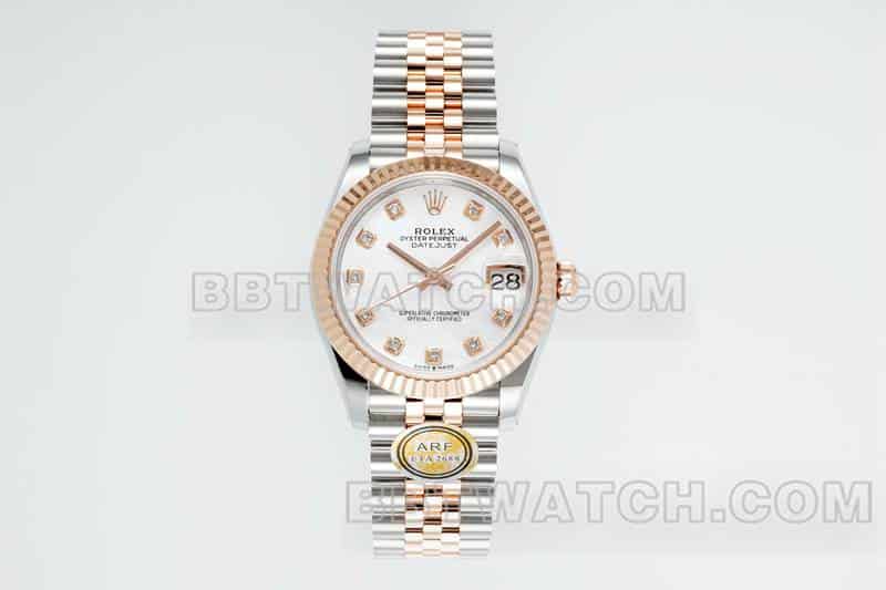 ARF厂劳力士日志顶级复刻贝母盘31mm间金五格链节278271正面实拍图
