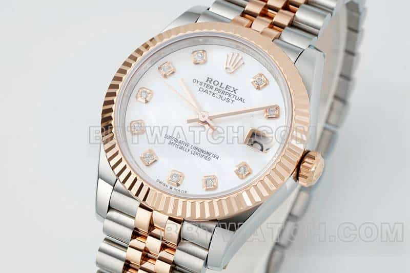 ARF厂劳力士日志顶级复刻贝母盘31mm间金五格链节278271正面实拍图