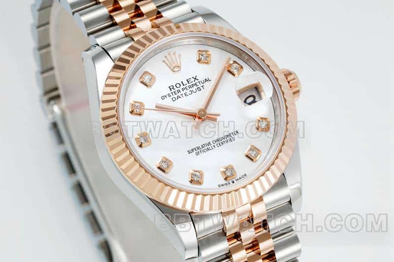 ARF厂劳力士日志顶级复刻贝母盘31mm间金五格链节278271正面实拍图