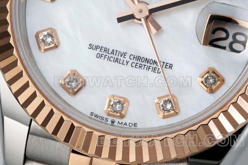 ARF厂劳力士日志顶级复刻贝母盘31mm间金五格链节278271正面实拍图