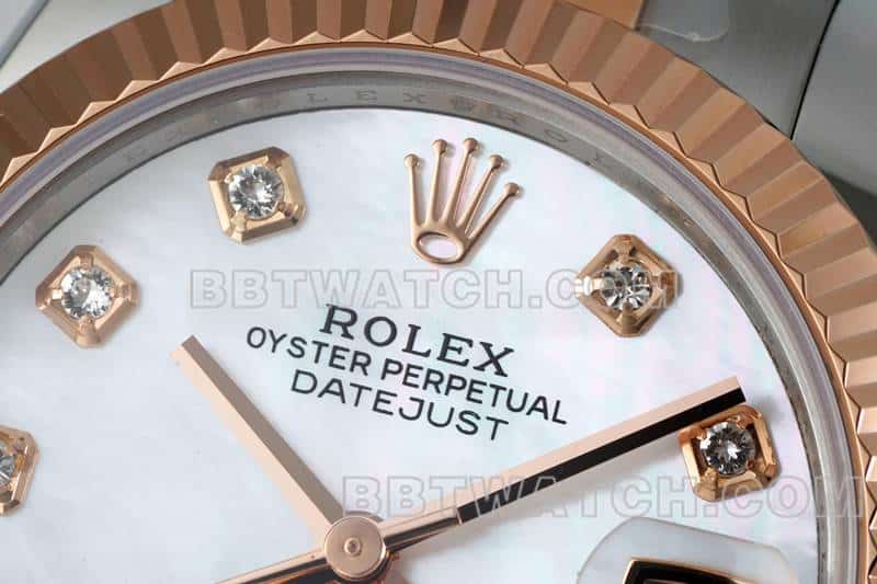 ARF厂劳力士日志一比一超A高仿贝母盘31mm间金三格链节278271正面实拍图