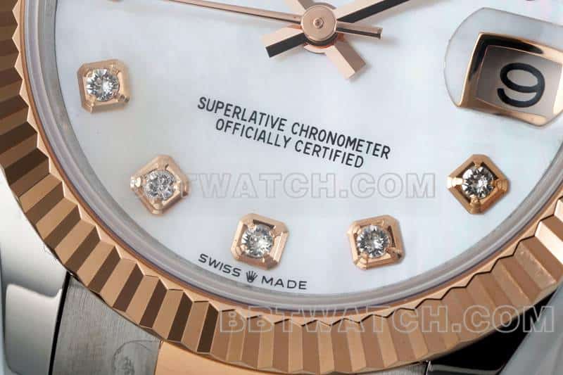ARF厂劳力士日志一比一超A高仿贝母盘31mm间金三格链节278271正面实拍图