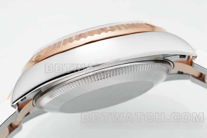 ARF厂劳力士日志一比一超A高仿贝母盘31mm间金三格链节278271侧面实拍图