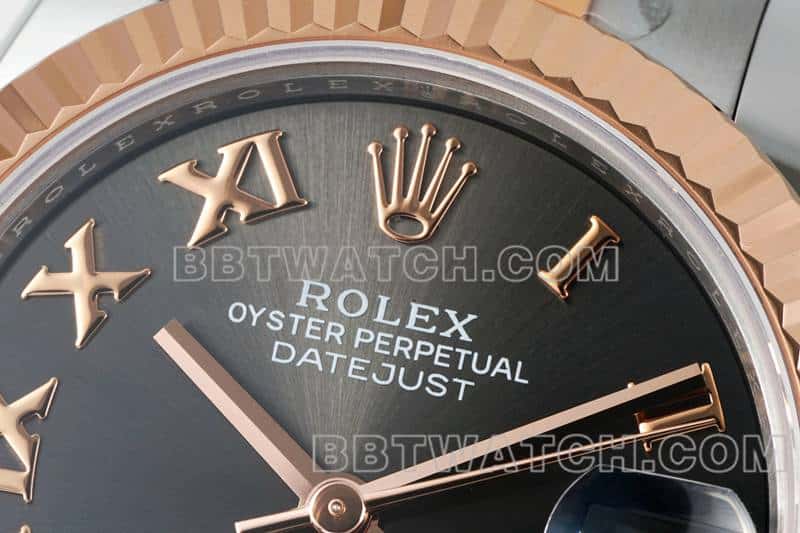 ARF厂劳力士日志一比一超A精仿黑盘31mm间金三格链节278271正面实拍图