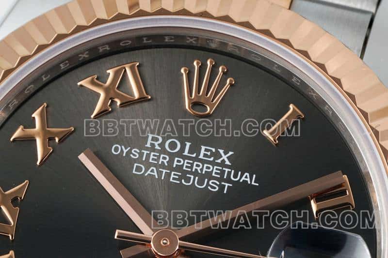 ARF厂劳力士日志超A高仿黑盘31mm间金五格链节278271正面实拍图