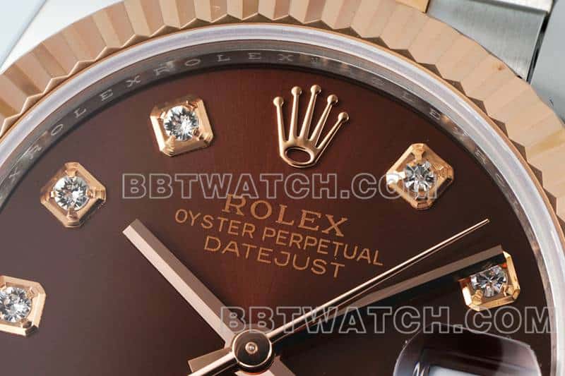 ARF厂劳力士日志一比一顶级复刻棕盘31mm间金五格链节278271正面实拍图