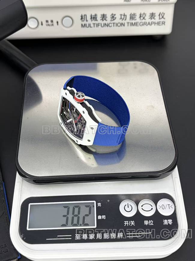 最优复刻手表UMI厂理查德米勒镂空盘白壳机械RM67-02重量实拍图