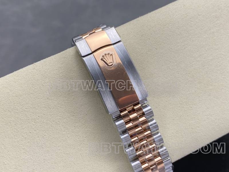 劳力士顶级复刻手表ARF厂日志型贝母盘36mm间玫瑰金钢带款表带实拍图