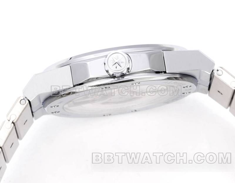 萧邦最佳复刻手表GH厂雪山傲翼41mm灰盘绿蓝宝石钻圈侧面实拍图