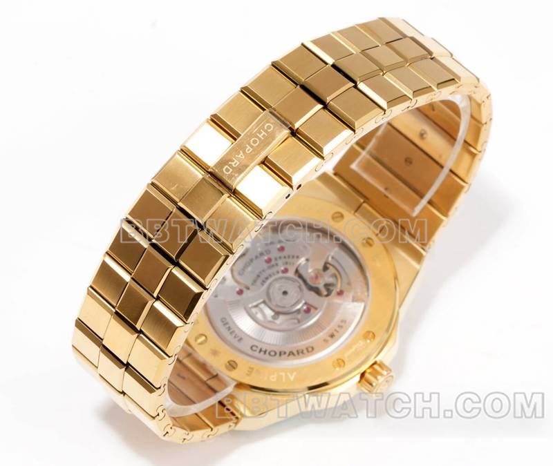 Chopard top replica watches GH factory snow mountain proud wing gold plate purple stone diamond ring gold steel strap models strap real picture