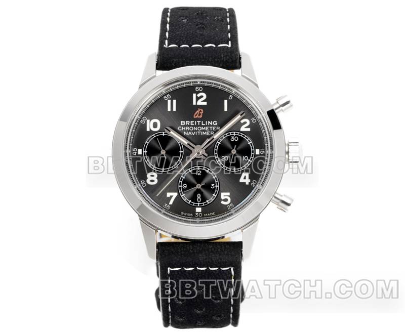 百年灵1:1复刻手表BLS厂越洋灰盘41mm计时7750机芯皮带款正面实拍图