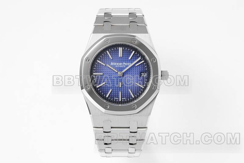 Audemars Piguet top replica watches ZF Factory Royal Oak Smokey Blue Plate 2121 movement 15202 front real picture