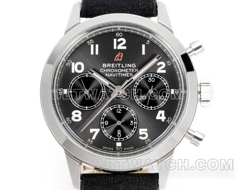 百年灵1:1复刻手表BLS厂越洋灰盘41mm计时7750机芯皮带款正面实拍图