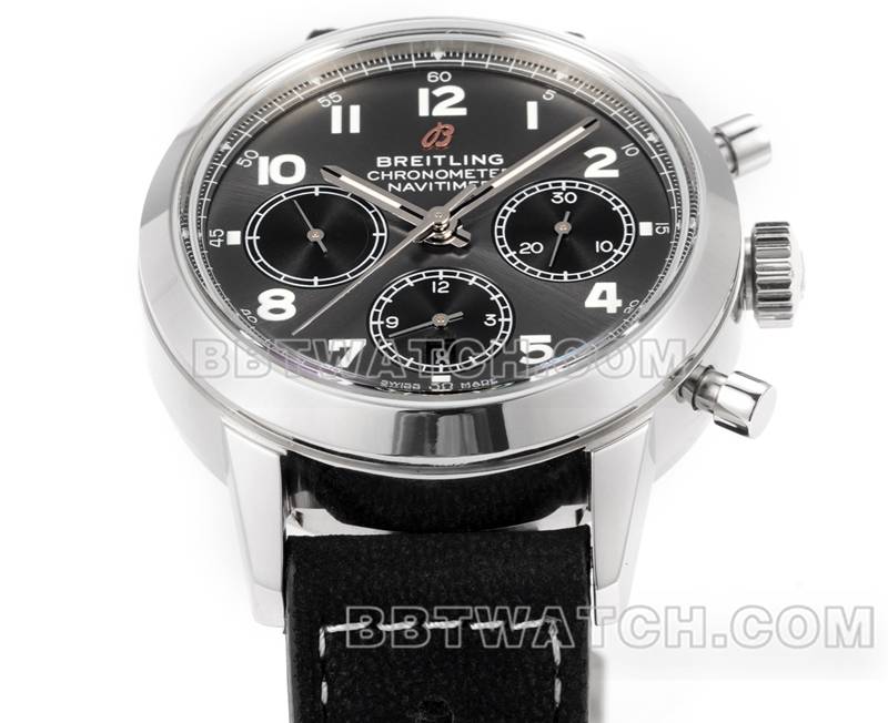 百年灵1:1复刻手表BLS厂越洋灰盘41mm计时7750机芯皮带款正面实拍图