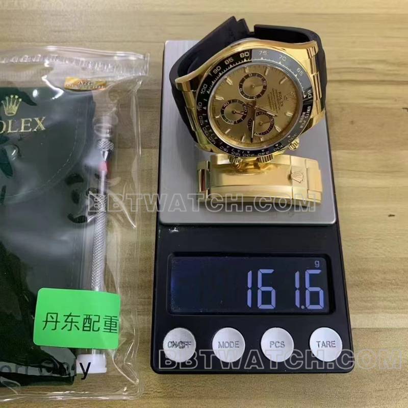 劳力士最优复刻手表ARF厂迪通拿4131橡胶款重量实拍图