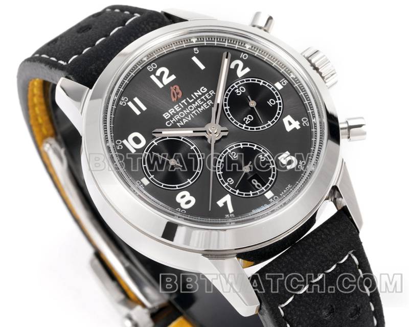 百年灵1:1复刻手表BLS厂越洋灰盘41mm计时7750机芯皮带款正面实拍图