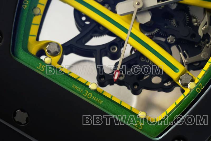 理查德米勒顶级复刻手表R厂镂空盘黑色橡胶款RM061正面实拍图