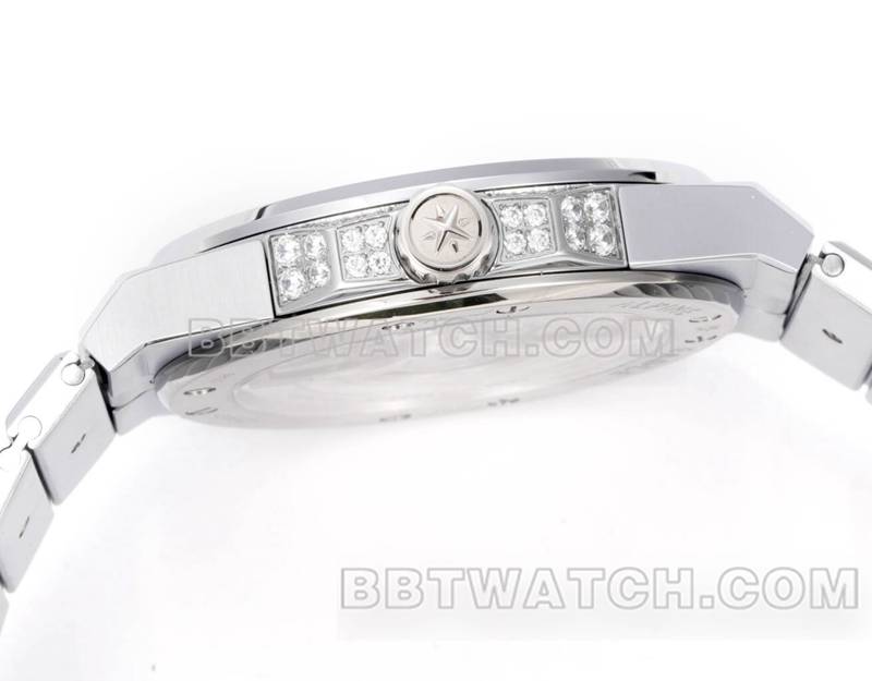 萧邦1:1复刻手表GH厂雪山傲翼41mm密镶钻钢带款侧面实拍图