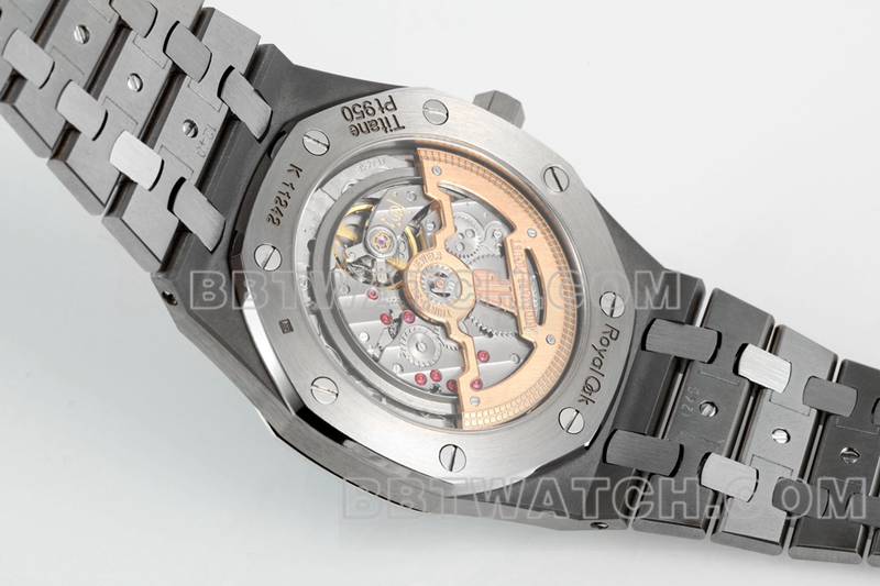 爱彼最优复刻手表ZF厂皇家橡树蓝盘2121机芯钛金属15202背面实拍图