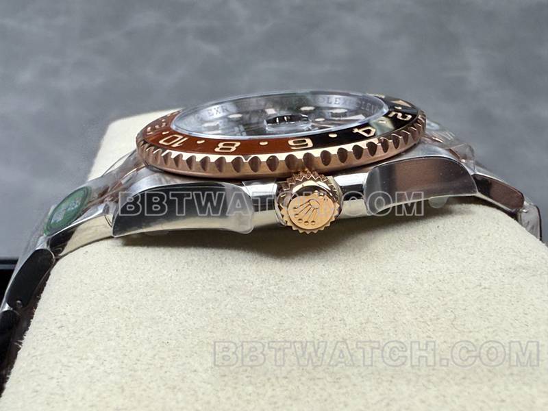 劳力士超级克隆手表ARF厂格林尼治GMT沙士圈3285机芯侧面实拍图
