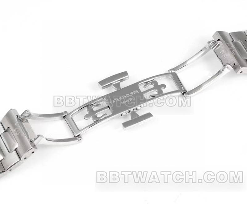 百达翡丽1:1复刻手表3k厂45mm黑白盘240ps机芯钢带款5822表扣实拍图