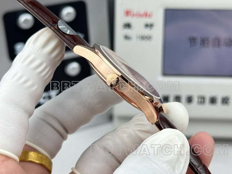 Patek Philippe Super Clone Watch SDF Factory Classic White Disc Rose Gold Case 39mm Belt Model Seitenansicht