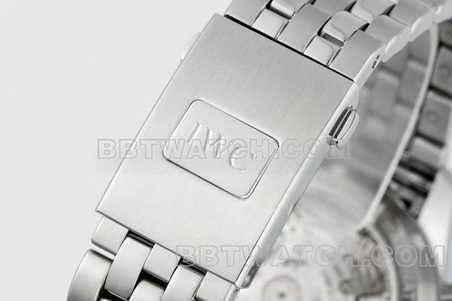 万国顶级复刻手表APS厂飞行员蓝盘计时69385机芯钢带款表带实拍图