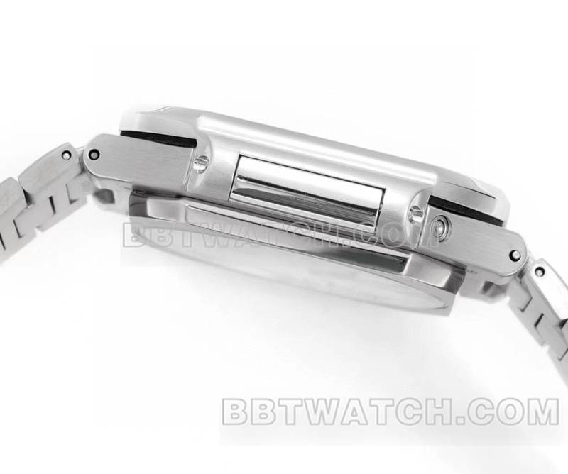 百达翡丽超级克隆手表3k厂45mm蓝盘240ps机芯钢带款5822侧面实拍图