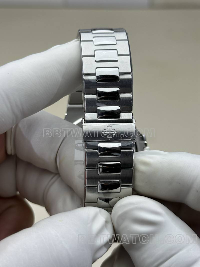 百达翡丽超级克隆手表BBF厂鹦鹉螺绿盘324机芯钢带款表带实拍图