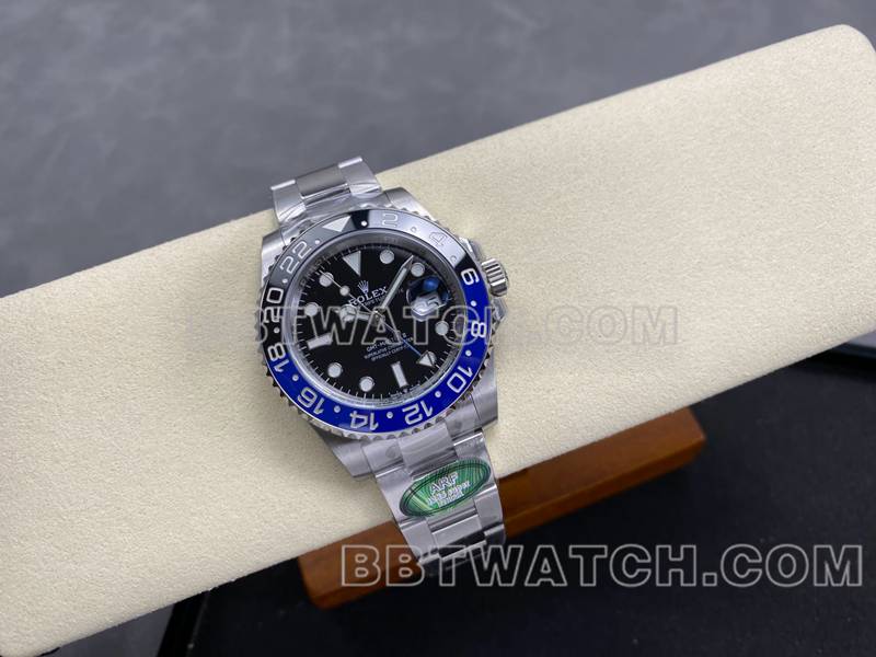 劳力士超级克隆手表ARF厂格林尼治GMT国米圈3285三格链节正面实拍图